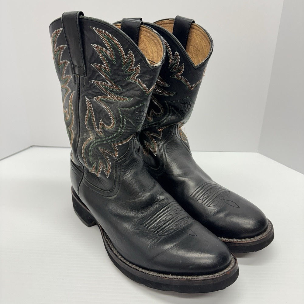 Ariat Boot Men's 12 EE Black Brown Leather Cowboy Western Pull On 39901 Round